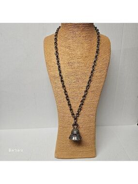 Vintage Arthur Pepper ART (1956-70) Embossed Brass Bell Pendant Necklace